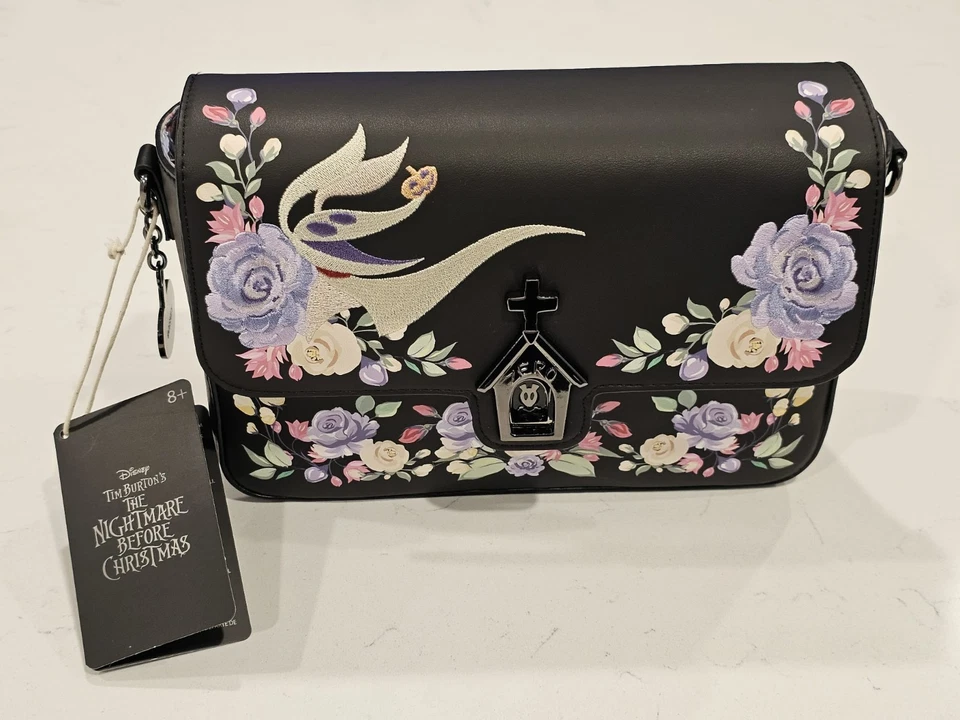 NUEVO Exclusivo Bolso Bandolera Disney Pesadilla Antes de Navidad Cero Púrpura Floral Foto 1 de 4