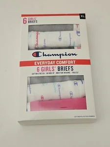 Champion Youth Girl's Comfort Cotton Stretch Moisture Wicking Briefs, 6 Pack XL - Picture 1 of 10