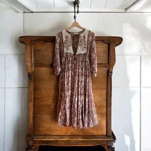 Daughters Of India Diya Terracotta Midi Dress Large - Picture 1 of 9
