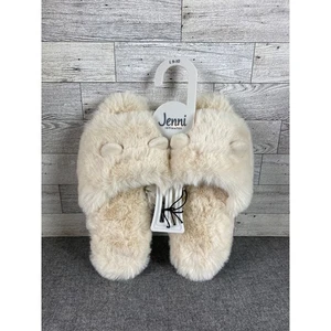 BRAND NEW JENNI Intimates Faux Fur Open Toe Slippers Size L   - Picture 1 of 7