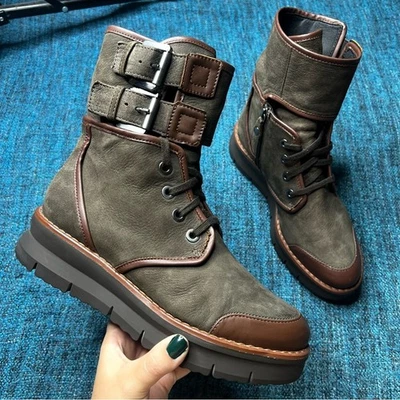 Botas de motociclista femininas Geox Porthya em couro marrom castanho Euro 39 ou EUA 9 - Imagem 1 de 4