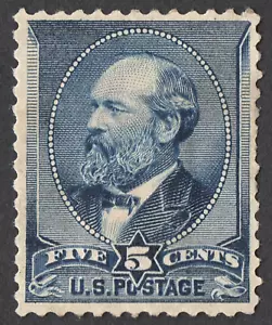 US Sc# 216 *MINT OG H* { 5c JAMES GARFIELD } AMERICAN BANKNOTE 1888 CV$ 225.00 - Picture 1 of 4