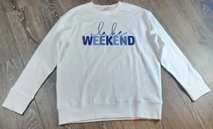 Shiraleah White Blue Textured "Lake Weekend" Sweatshirt Women's Size Small - Bild 1 von 7