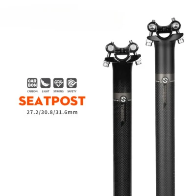 27.2/31.6mm MTB Bicycle Carbon Seatpost Offset 0mmLength 350/400mm Matt/gloss - Image 1 of 4