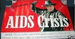 GRAN FURY AIDS Protest Cowboy Poster Spanish George Bush - Picture 1 of 1