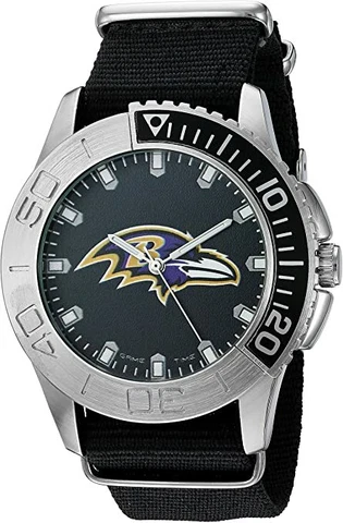 Baltimore Ravens Watch Men's Black Nylon Strap NFL Gametime Cover
