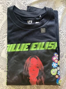 Billie Eilish x Takashi Murakami x Uniqlo Black Size Graphic T-Shirt Women’s L - Picture 1 of 1