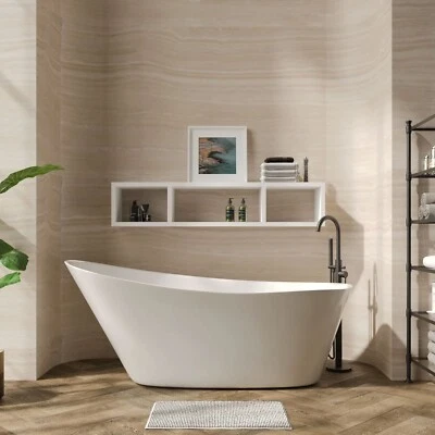WELOVE Bathroom 1600mm Freestanding Bath Tub Double Ended Reinforced Acrylic Modern