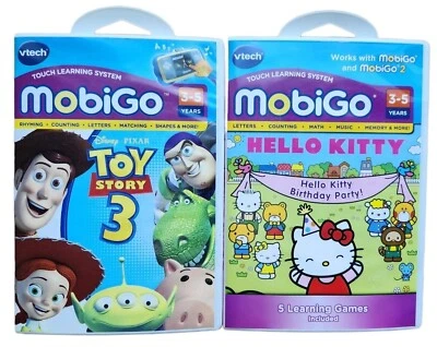 VTech MobiGo Hello Kitty & Toy Story 3 lot of 2 touch learning system games NEW  - Image 1 of 3