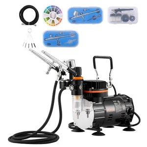 VEVOR Airbrush Kit Professional Airbrush Set with 1/5 HP Compressor & 3 - Picture 1 of 9