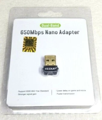 USB WiFi Adapter Dual Band AC 650Mbps 2.4GHz PC Mini Dongle EDUP AC1651 (2-Pcs) - Image 1 of 2