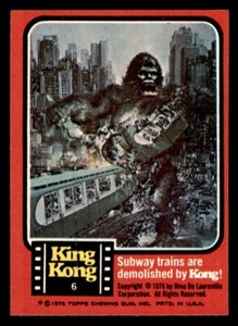 1976 Topps King Kong #6 Subway trains are demolished by Kong! NM