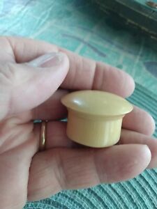 Antique Celluloid Bone Baby/ Child's Cream Color Screw Top Ring Box Trinket Box