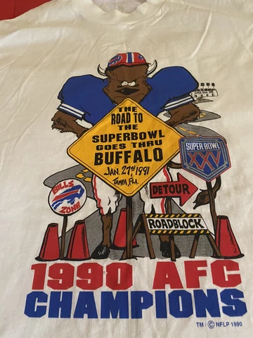 Vintage Buffalo Bills Road To The Superbowl XXV  Men's T-Shirt XL Rare Old 1990 Cover