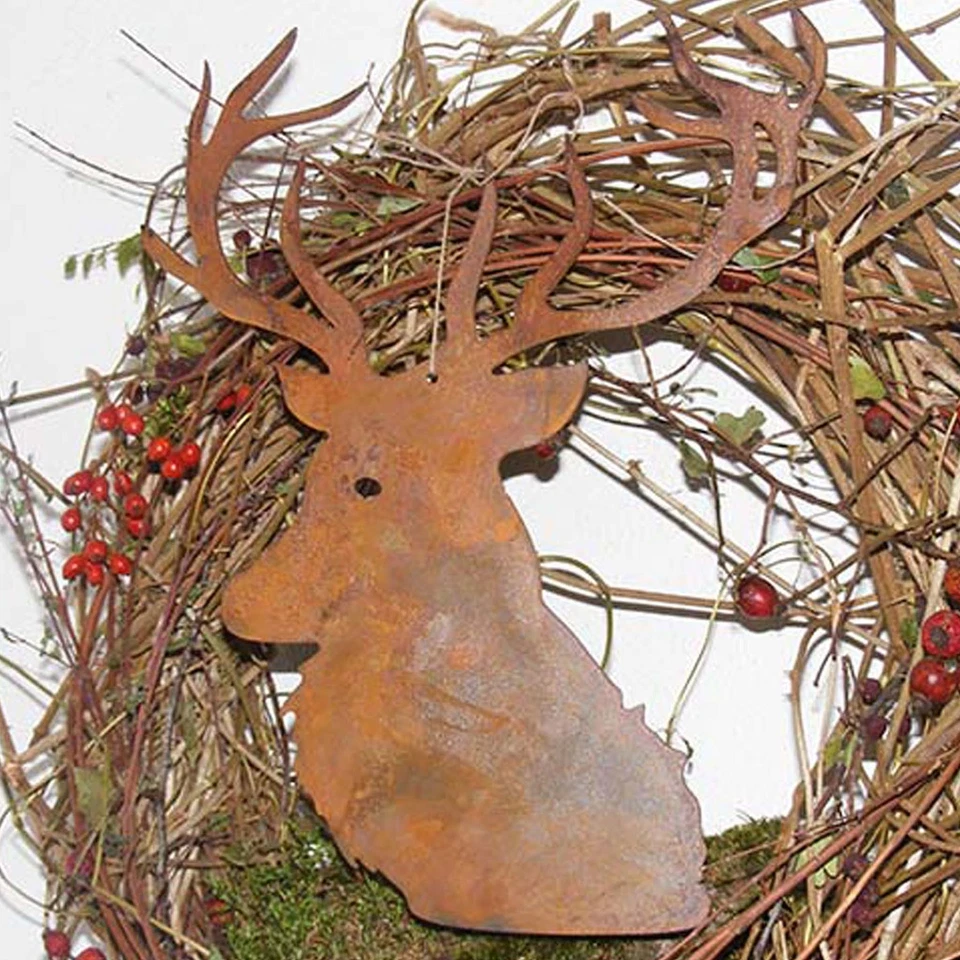 Edelrost Hirsch mit Geweih - Gartendeko Rost Weihnachtsdeko Hirschkopf Metall - Bild 1 von 1
