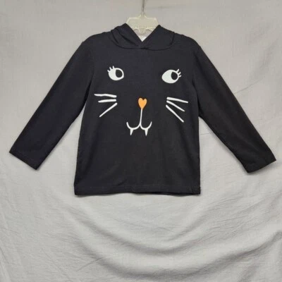 Vampire Kitten Face Long Sleeve W/Hoodie Super Cute Black Youth (Girls) Size XL - Image 1 of 4