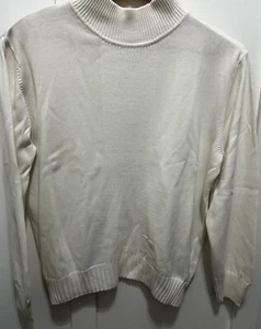 New Dressbarn Womens Knit Sweater Size XL Mock Neck Long Sleeve Cream Ivory - Picture 1 of 7