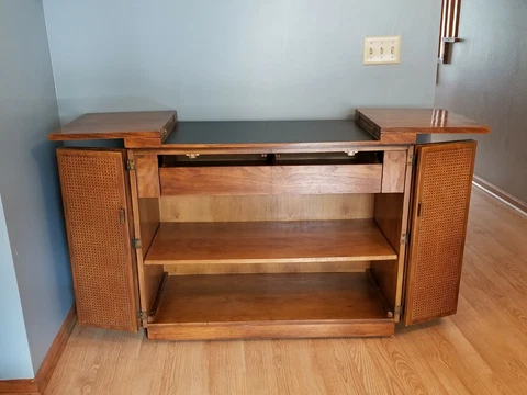 Drexel Mid-Century Modern Flip Top Bar Liquor Cabinet MCM Rolling Bar Cart Cover