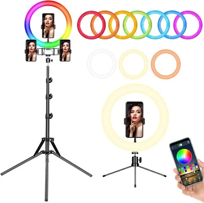 FOSITAN 12 Inch RGB Ring Light with Tripod and Desktop Stand, App Control - Image 1 of 4
