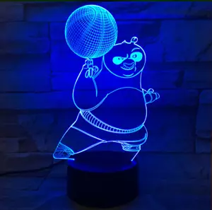 KUNG FU PANDA 3D Acrílico LED 7 Colores Luz Nocturna Mesa Táctil Lámpara de Escritorio Regalo - Imagen 1 de 7