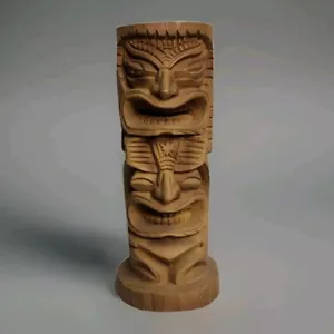 Tiki Resina Figura Totem Polinesiano Hawaii Lucky Pole Hawaii Alto 9,5" Hawaiano - Foto 1 di 7