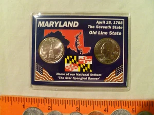 2000 P & D UNCIRCULATED MARYLAND STATE QUARTER SET IN COLORFUL MD HOLDER - Imagen 1 de 2