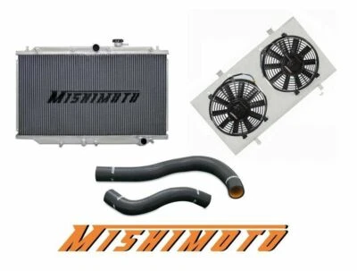 Mishimoto Aluminum Radiator, Fan Shroud, Black Coolant Hoses 90-93 Acura Integra - Image 1 of 4