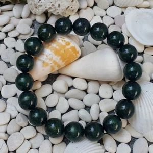 11 MM Genuine Green Sea Willow Bracelet 18 Beads Black Coral #02 - Picture 1 of 6