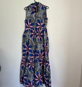 Mae Otti Blue & Pink Floral Maxi Dress Size Large - Picture 1 of 8