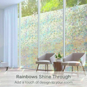 2M Rainbow Frosted Window Film Privacy Tulip Stained Cling.Static Glass Sticker - Picture 1 of 14
