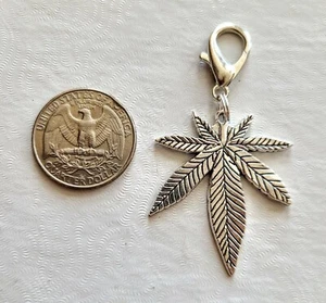 Cannabis leaf Clip on Charm with Lobster Clasp - Picture 1 of 3