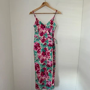 J. Crew Dress Women's Size 2 Pink Multi Sleeveless Cotton Wrap Floral Print - Picture 1 of 8