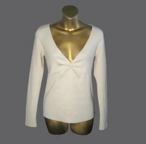 VTG VALENTINO LUXE SOPHISTICATED SEXY SILK BLEND V-NECK LT BONE BEIGE KNIT LARGE - Picture 1 of 13