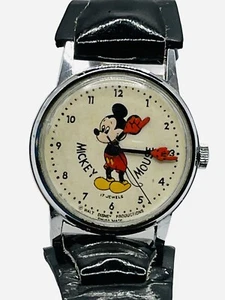 Reloj Disney Vintage Mickey Mouse 17 Joyas Hecho en Suiza Años 70 Necesita Batería Nueva - Imagen 1 de 12