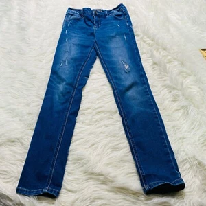 Justice Jeans Girls 14 Super Skinny Distressed Mid Rise Stretch Jeans - Picture 1 of 8