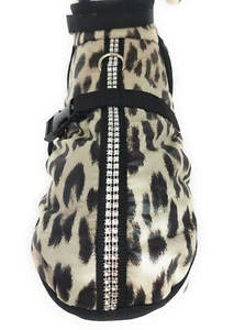 Regenmantel XS S M Hundemantel wasserabweisender Stoff Leopard Glitzer Hund - Bild 1 von 3