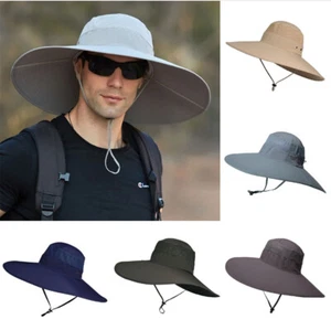 Men Women Wide Brim Sun Hat with Neck Flap UPF 50+ Hiking Safari Fishing Cap USA - Picture 1 of 51