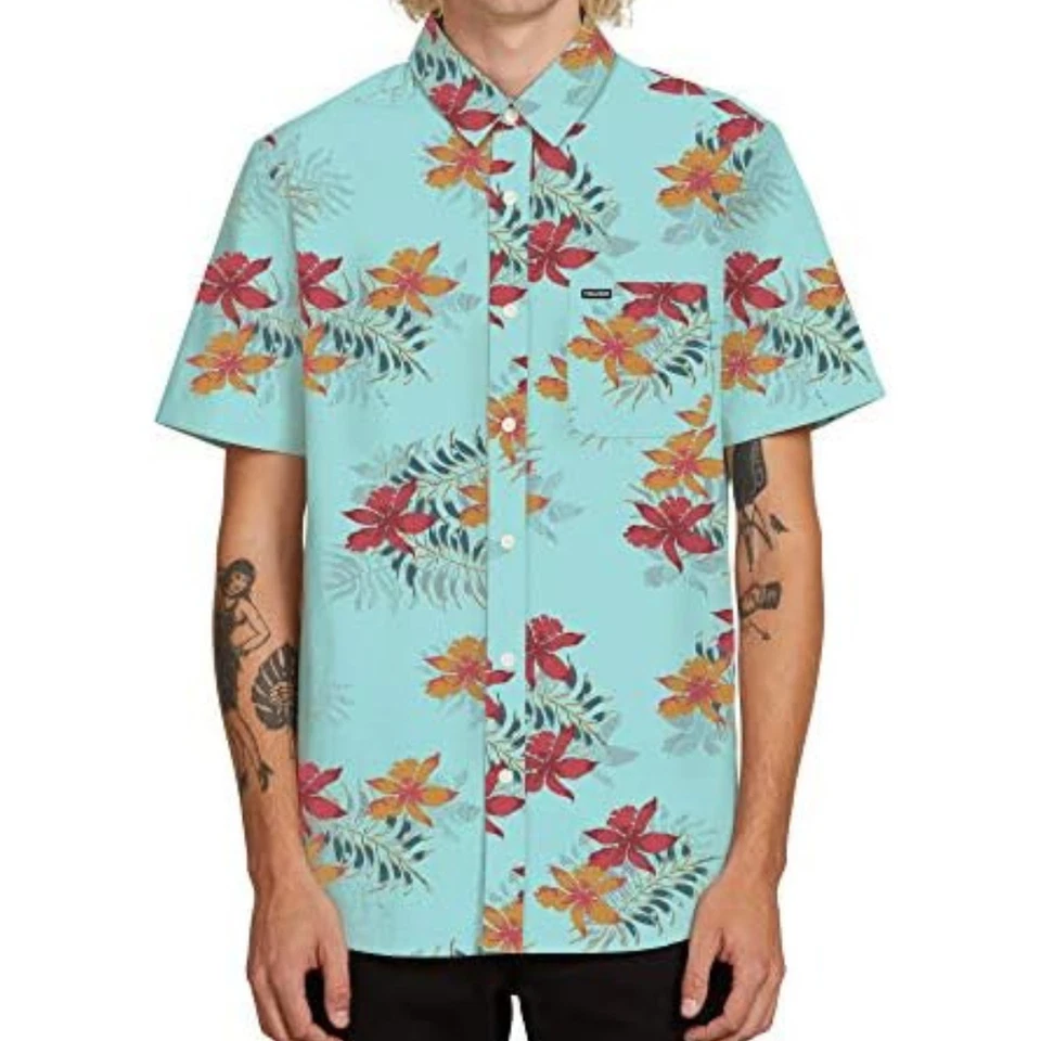 Size Medium Volcom Wave Fayer Short Sleeve Woven - Image 1 of 1