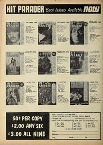 1968 HIT PARADER Back Issues 13 x 17 Reproduction Poster Print Ad - Picture 1 of 1