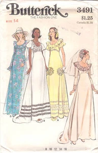 Vintage 1970s Sewing Pattern Butterick 3491 Misses' Wedding & Bridesmaid Gowns - Picture 1 of 1