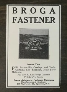 Vintage 1910 Broga Automatic Fastener Company Original Ad 1221 - Picture 1 of 1