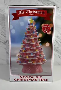 Mr Christmas Nostalgic Ceramic Christmas Tree Pink Large 18” Multicolor Bulbs - Picture 1 of 7