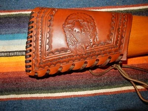 LEATHER GUN STOCK COVER STOEGER COACH GUN BUTT STOCK - Picture 1 of 4
