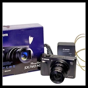 Canon PowerShot SX740 HS 20.3MP Digital Camera Black Charger Cable 64GB SD Card - Picture 1 of 16