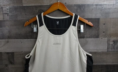 ASRV Tank Top Mens Large Tan Black Athletic Supima Blend Training Gym DSG-0809 - Image 1 of 4