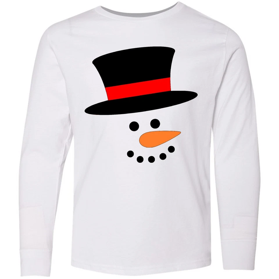 Чернильница снеговик с верхней шляпой и морковным носом молодежи длинным рукавом футболка человек день - Изображение 1 из 1
