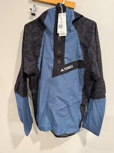 Adidas Terrex Techrock Giacca Anorak Uomo Small Blu Nero Nylon con Cappuccio Slim Fit - Foto 1 di 6