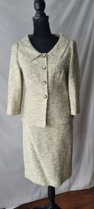 Women's Armani Collezioni Ivory 2 PC Skirt Suit - Size 4/6 Button Up  - Picture 1 of 10