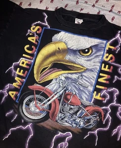 American Thunder AOP T Shirt Size 2XL America’s Finest Motorcycle VTG Boxy Fit - Picture 1 of 4