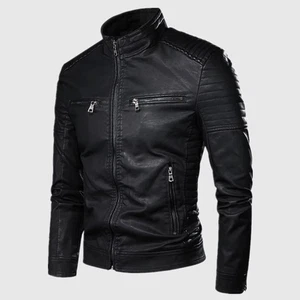 Men's Leather Jacket Men's Jacket - Picture 1 of 17